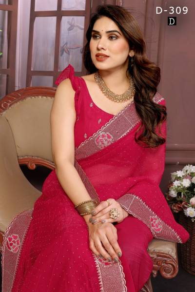 DN 309A TO 309E BY DURGA FAISHON DESIGNER CRUNCHY SAREES WHOLESALER IN INDIA